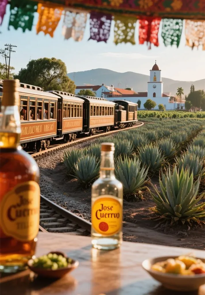 Botellas de Jose Cuervo en un campo de agave
